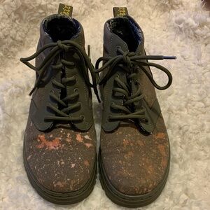 Dr. Martens Unisex Boots - Army  Green and Orange splattered spots